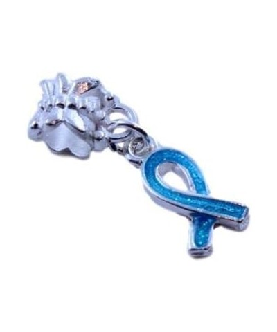 Teal Ribbon Small Dangle Charm Fits Pandora Style Bracelets $7.38 Bracelets