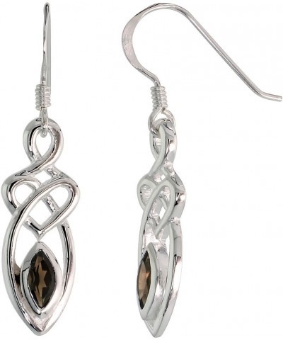 Sterling Silver Celtic Motherhood Knot Earrings Gemstone Dangling Fishhook Flawless Finish 1 1/4 inch Quartz $20.72 Earrings