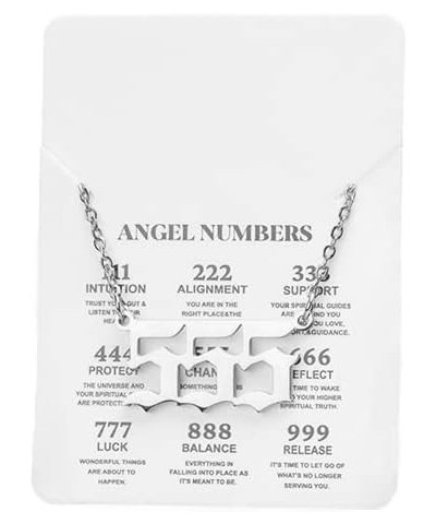 Women Stainless Steel 111 222 333 444 555 666 777 888 999 Choker Numerology Jewelry Old English Lucky Number Necklace silver ...