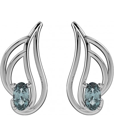 0.55ctw, 3x5mm Oval Genuine Gemstone & Solid 925 Sterling Silver Stud Earrings Swiss Blue Topaz $9.68 Earrings