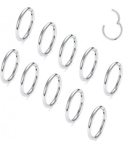 10 PCS 16G Seamless Septum Nose Piercing Rings Segment Tragus Hoop Rings 316 Stainless Steel Helix Ring Stack Clickers Ear Pl...