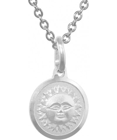 Dainty Sterling Silver Sun & Moon Reversible Medal Necklace 5/8 inch Round Italy Free 24 inch Stainless Steel chain $13.52 Ne...