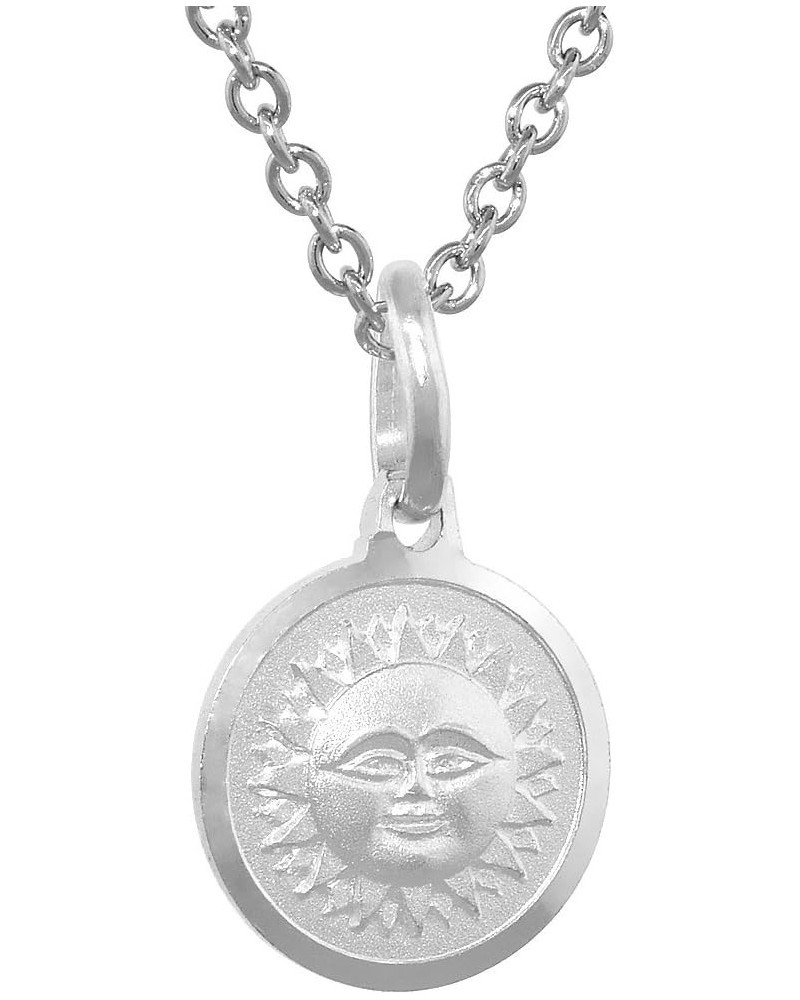 Dainty Sterling Silver Sun & Moon Reversible Medal Necklace 5/8 inch Round Italy Free 24 inch Stainless Steel chain $13.52 Ne...