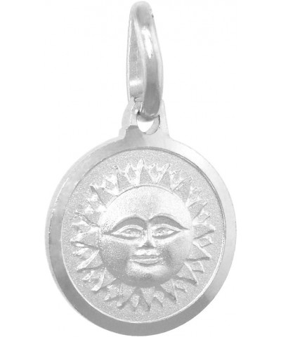 Dainty Sterling Silver Sun & Moon Reversible Medal Necklace 5/8 inch Round Italy Free 24 inch Stainless Steel chain $13.52 Ne...