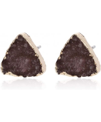 Acrylic Stone Druzy Delicate Earrings - Sparkly Faux Quartz Geometric Lightweight Polygon Star, Cross, Heart Studs Triangle T...