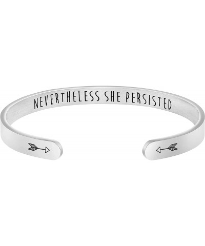 Feminist Gifts for Women Stainless Steel Jewelry Encouragement Bracelets Mom Aunt Daughter Inspire Me Hidden Message Neverthe...