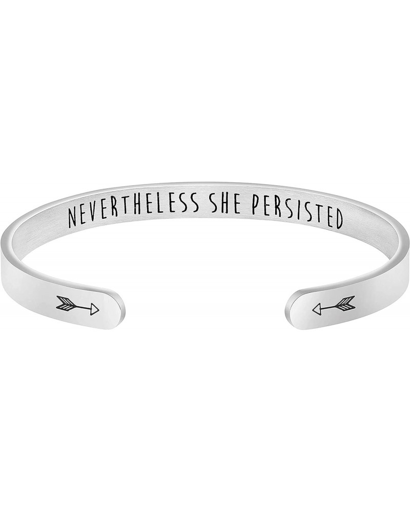 Feminist Gifts for Women Stainless Steel Jewelry Encouragement Bracelets Mom Aunt Daughter Inspire Me Hidden Message Neverthe...