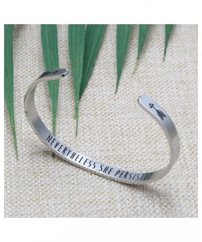 Feminist Gifts for Women Stainless Steel Jewelry Encouragement Bracelets Mom Aunt Daughter Inspire Me Hidden Message Neverthe...