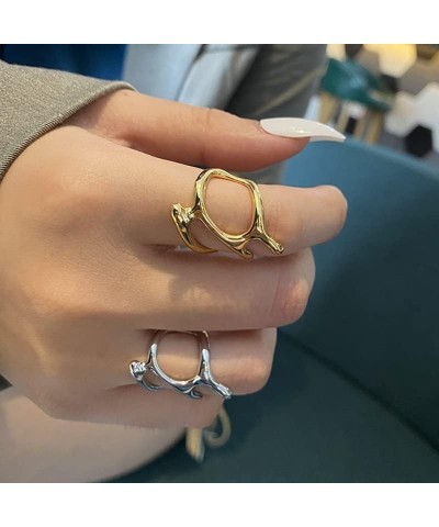 Irregular Stacking Rings Open Gold Chunky Rings Minimalist Adjustable Trend Midi Rings for Women Girls 18K Gold Opening Frien...