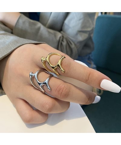 Irregular Stacking Rings Open Gold Chunky Rings Minimalist Adjustable Trend Midi Rings for Women Girls 18K Gold Opening Frien...