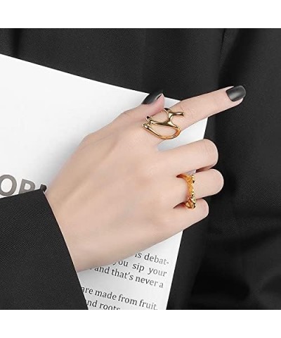 Irregular Stacking Rings Open Gold Chunky Rings Minimalist Adjustable Trend Midi Rings for Women Girls 18K Gold Opening Frien...