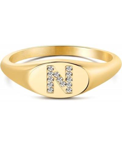 14k Gold Initial Rings for Women Handmade Custom Name Letter Zirconia Ring Non Tarnish Thin Gold Bands Valentine'S Day Mother...