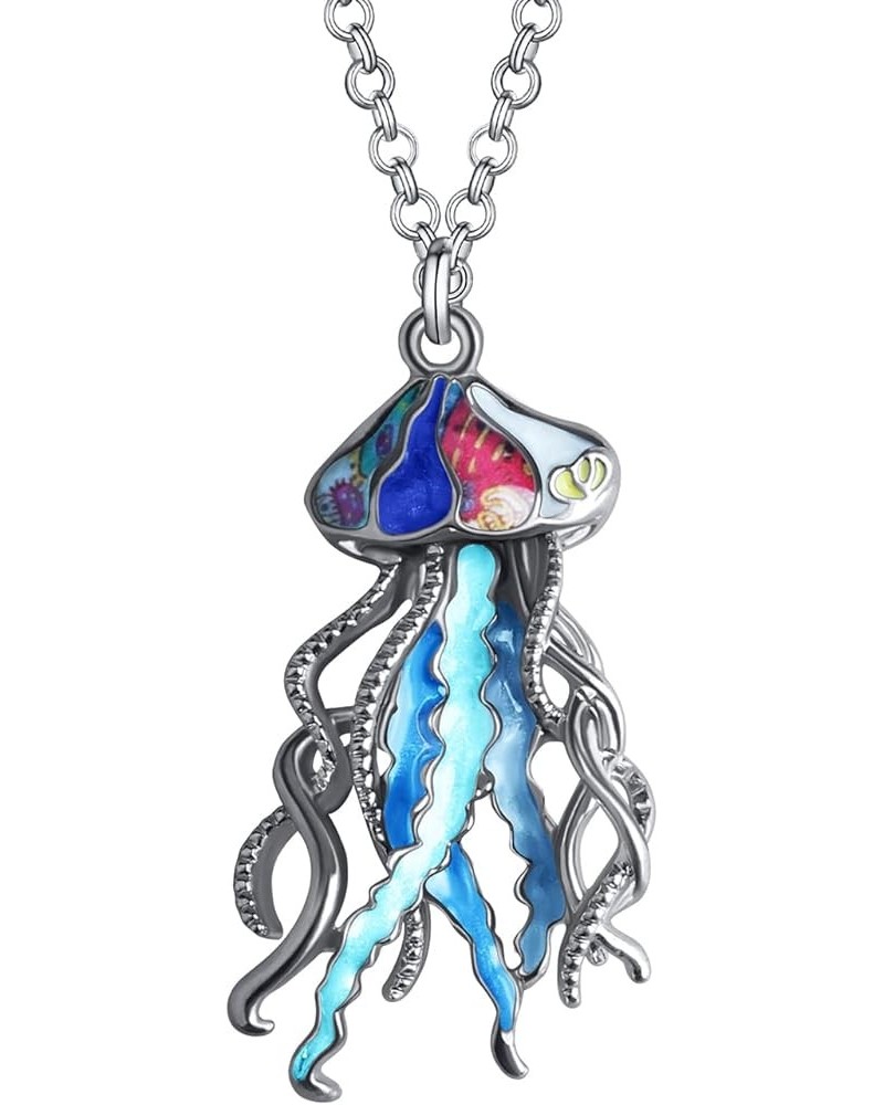 Enamel Alloy Ocean Animals Necklace Sea Life Fish Pendant Ocean Jewelry Charms Gifts for Women Girls Decor Ocean $9.35 Necklaces