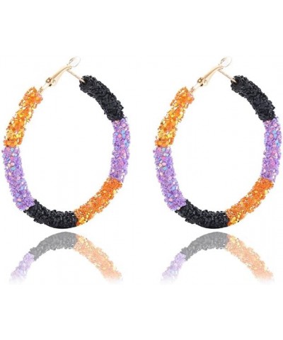 Sequins Hoop Earrings Bohemian Glitter Wrapped Gold Plated Dangle Drop Earring Circle Statement Earrings Boho Jewelry hallowe...