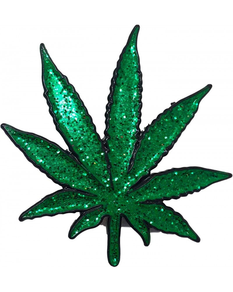 Glittering Pot Leaf Enamel Lapel Pin, 1.5 inch $8.84 Brooches & Pins