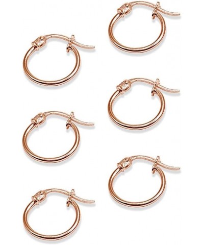 Rose Gold Flashed Sterling Silver Tiny or Small High Polished Round Thin Lightweight Unisex Click-Top Hoop Earrings, Choose a...