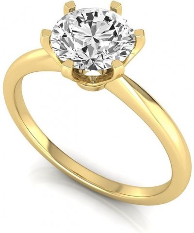 IGI Certified 1 1/2 Carat Round Lab Grown Diamond (G, VS2) 14K Gold Womens Six Prong Set Solitaire Engagement Ring Yellow Gol...