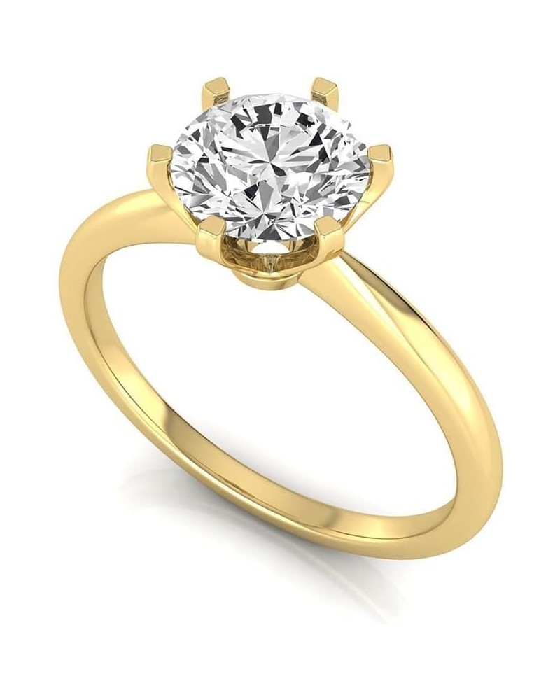 IGI Certified 1 1/2 Carat Round Lab Grown Diamond (G, VS2) 14K Gold Womens Six Prong Set Solitaire Engagement Ring Yellow Gol...