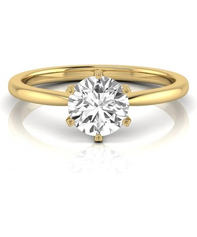 IGI Certified 1 1/2 Carat Round Lab Grown Diamond (G, VS2) 14K Gold Womens Six Prong Set Solitaire Engagement Ring Yellow Gol...