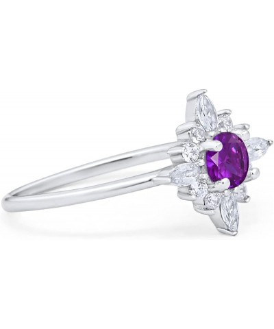 Cluster Wedding Engagement Ring Marquise Round Cubic Zirconia 925 Sterling Silver Choose Color Simulated Amethyst CZ $13.50 R...