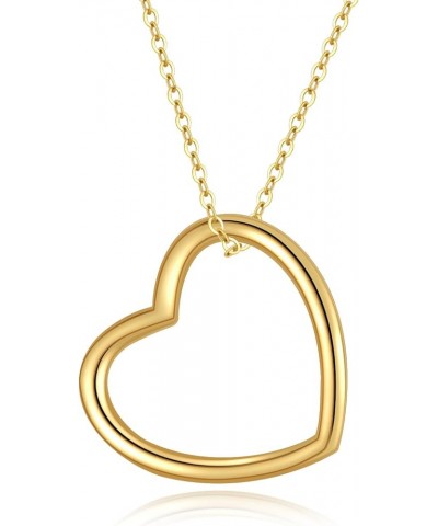 14K Real Gold Heart Necklace for Women, Solid Gold Open/Floating/Puffy/Heart Pendant Necklace Gold Jewelry Birthday Mother's ...