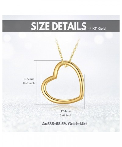 14K Real Gold Heart Necklace for Women, Solid Gold Open/Floating/Puffy/Heart Pendant Necklace Gold Jewelry Birthday Mother's ...