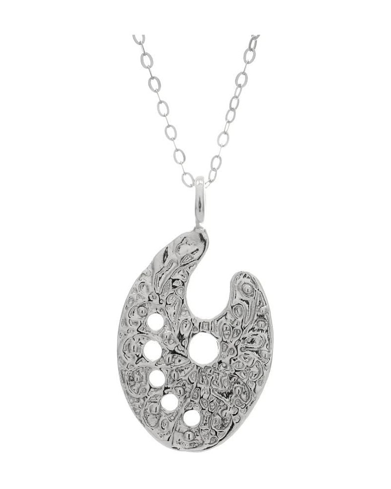 925 Sterling Silver Painter's Pallet Pendant With 22" Hypoallergenic Cable Chain Necklace $49.49 Necklaces