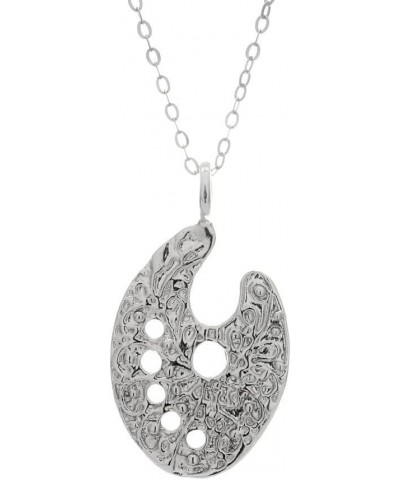 925 Sterling Silver Painter's Pallet Pendant With 22" Hypoallergenic Cable Chain Necklace $49.49 Necklaces