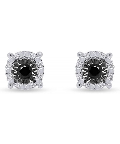 1/4 Carat (Cttw) Natural Diamond Miracle-Set Halo Cluster Stud Earrings In 14k Gold Plated 925 Sterling Silver (I2-I3 Clarity...