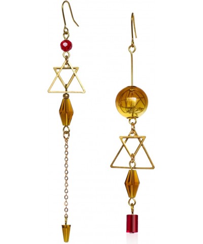 Asymmetric Geometric Triangle Long Chain drop Dangle Tassels Mismatched glass Earrings for Women $9.90 Earrings