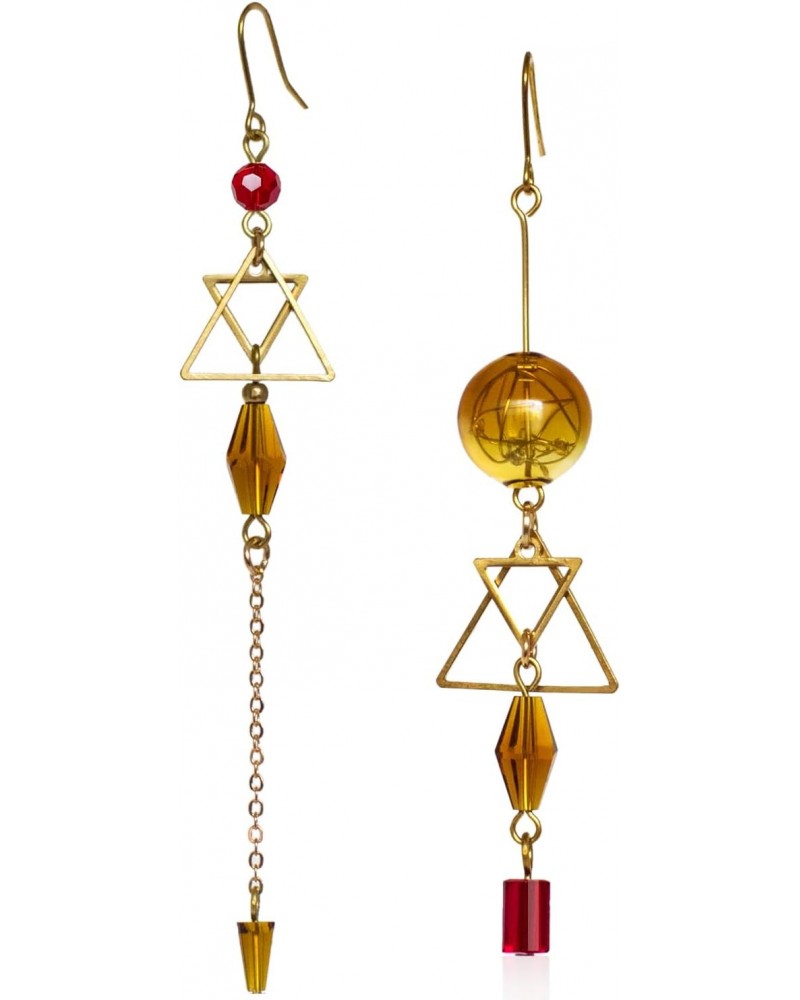 Asymmetric Geometric Triangle Long Chain drop Dangle Tassels Mismatched glass Earrings for Women $9.90 Earrings