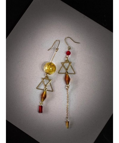 Asymmetric Geometric Triangle Long Chain drop Dangle Tassels Mismatched glass Earrings for Women $9.90 Earrings