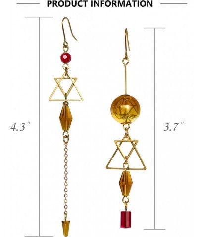 Asymmetric Geometric Triangle Long Chain drop Dangle Tassels Mismatched glass Earrings for Women $9.90 Earrings