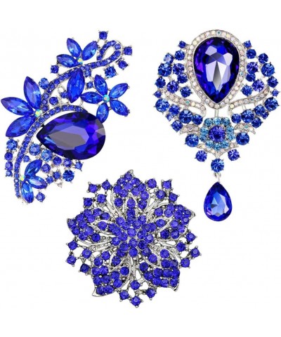 Wedding Bridal Big Crystal Rhinestone Bouquet Brooch Pin for Women (Champagne) Style a: 3pcs Blue brooches Set $6.59 Brooches...