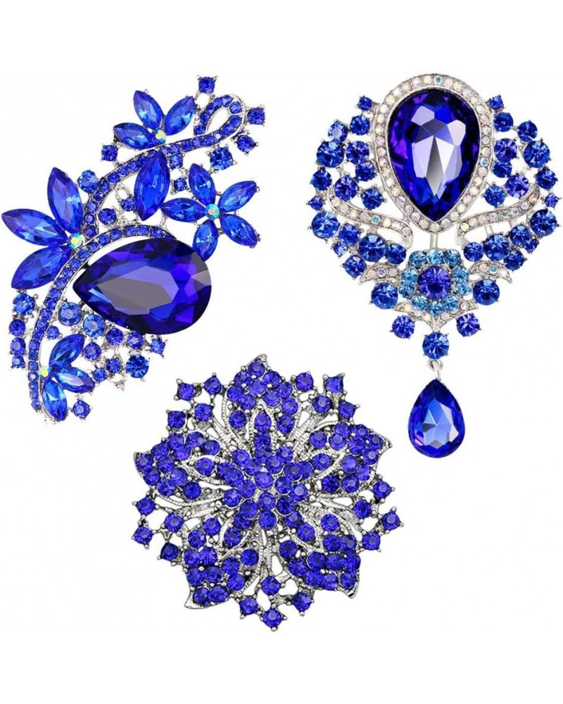 Wedding Bridal Big Crystal Rhinestone Bouquet Brooch Pin for Women (Champagne) Style a: 3pcs Blue brooches Set $6.59 Brooches...