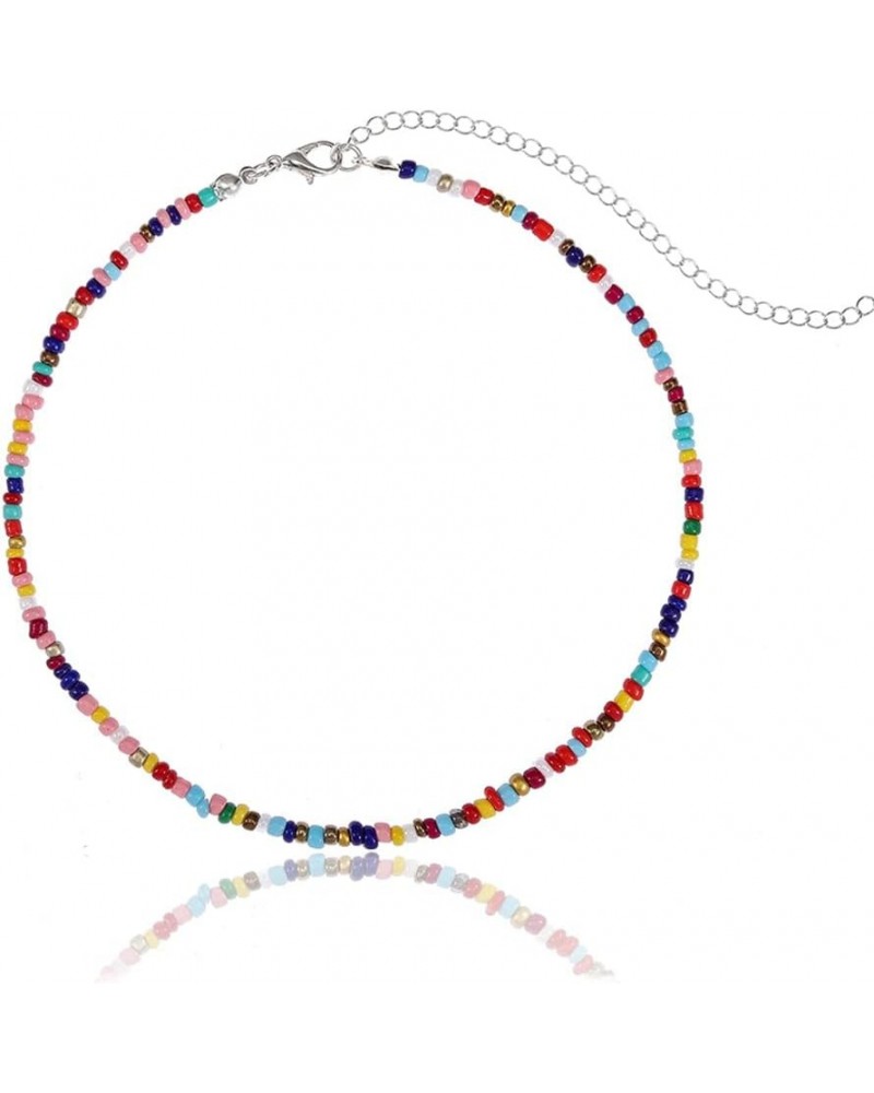 Boho Beaded Choker Necklace Short Necklaces Summer Necklaces Jewelry for Women and Girls Colorful bead-1 $6.58 Necklaces