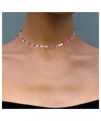 Boho Beaded Choker Necklace Short Necklaces Summer Necklaces Jewelry for Women and Girls Colorful bead-1 $6.58 Necklaces