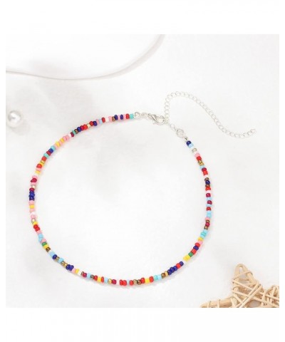 Boho Beaded Choker Necklace Short Necklaces Summer Necklaces Jewelry for Women and Girls Colorful bead-1 $6.58 Necklaces