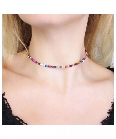 Boho Beaded Choker Necklace Short Necklaces Summer Necklaces Jewelry for Women and Girls Colorful bead-1 $6.58 Necklaces