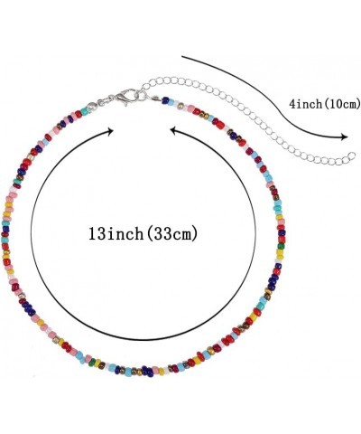 Boho Beaded Choker Necklace Short Necklaces Summer Necklaces Jewelry for Women and Girls Colorful bead-1 $6.58 Necklaces