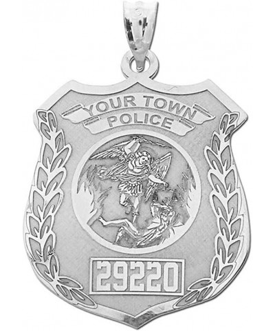 Saint Michael Personalized Police Badge with Department & Badge Number Sterling Silver 3/4 x 1 Inch $28.68 Necklaces