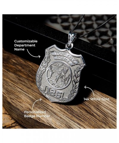 Saint Michael Personalized Police Badge with Department & Badge Number Sterling Silver 3/4 x 1 Inch $28.68 Necklaces