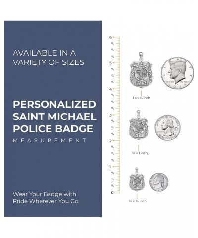 Saint Michael Personalized Police Badge with Department & Badge Number Sterling Silver 3/4 x 1 Inch $28.68 Necklaces