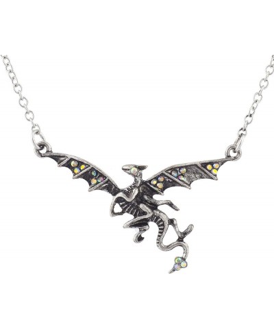 Winged Moon Dragon Wings Gothic Mystical Necklace Burnished Silver $7.34 Necklaces