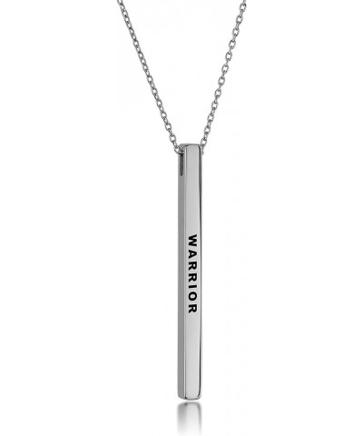 Inspirational Mantra Necklace, 42mm x 3mm Vertical Bar Pendant Jewelry, 316L Surgical Stainless Steel * WARRIOR $17.37 Necklaces