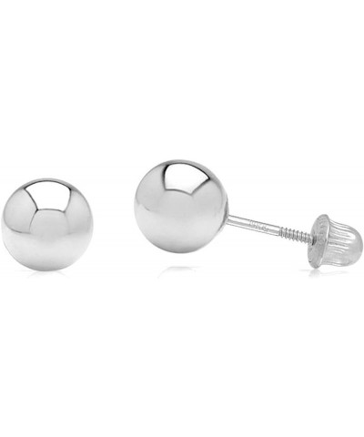 14k White Gold Ball Earrings with Secure Screw-backs Polished Genuine 14-Karat Gold Round Ball Studs 6mm $37.48 Earrings