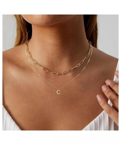 Gold Initial Necklaces for Women Girls,Dainty 14K Real Gold Plated Letter Necklace Small Initial Pendant Choker Necklace Pape...