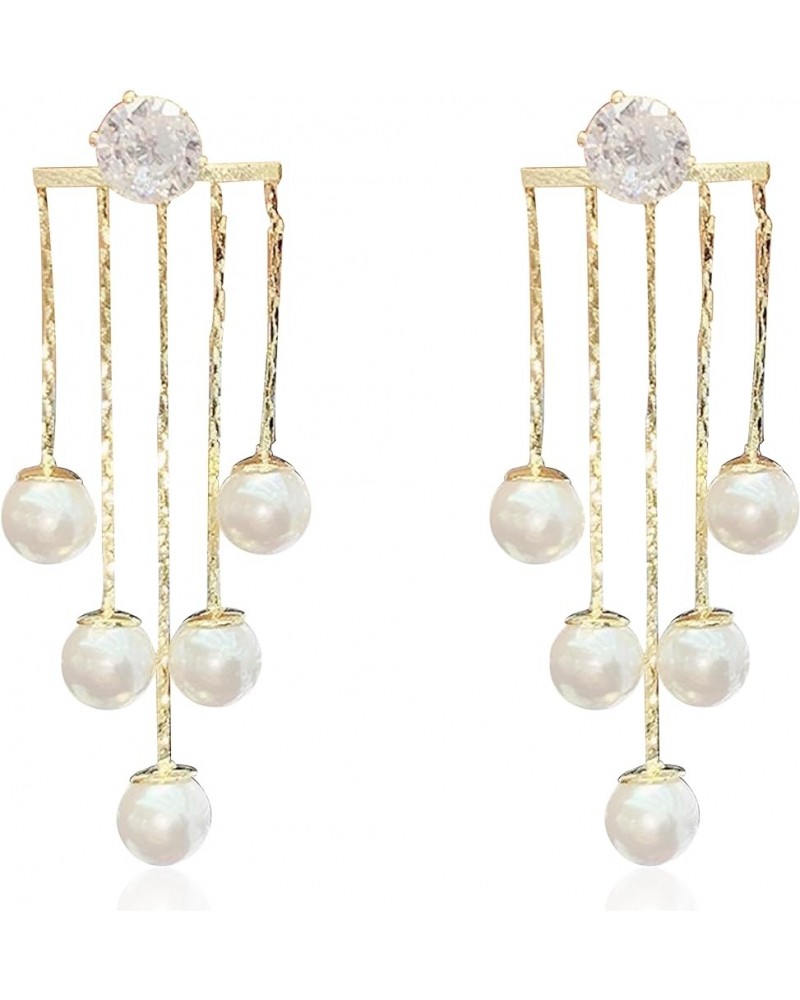 Long Pearl Earrings for Women Pearl Tassel Dangle Earrings Elegant Long Earrings for Girls Wedding Brides style-2 $6.95 Earrings