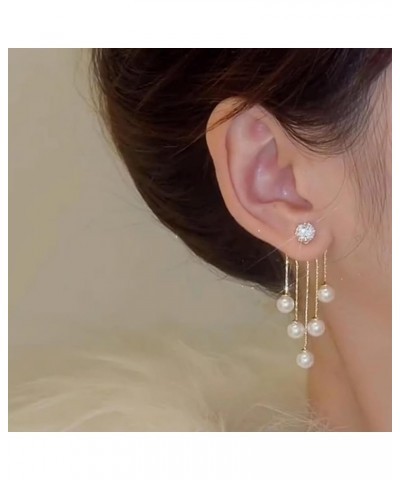 Long Pearl Earrings for Women Pearl Tassel Dangle Earrings Elegant Long Earrings for Girls Wedding Brides style-2 $6.95 Earrings