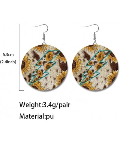 Western Earrings for Women Vintage Leather Earrings Teardrop Drop Dangle Earrings Sunflower Cow Print Earrings for Girls Jewe...